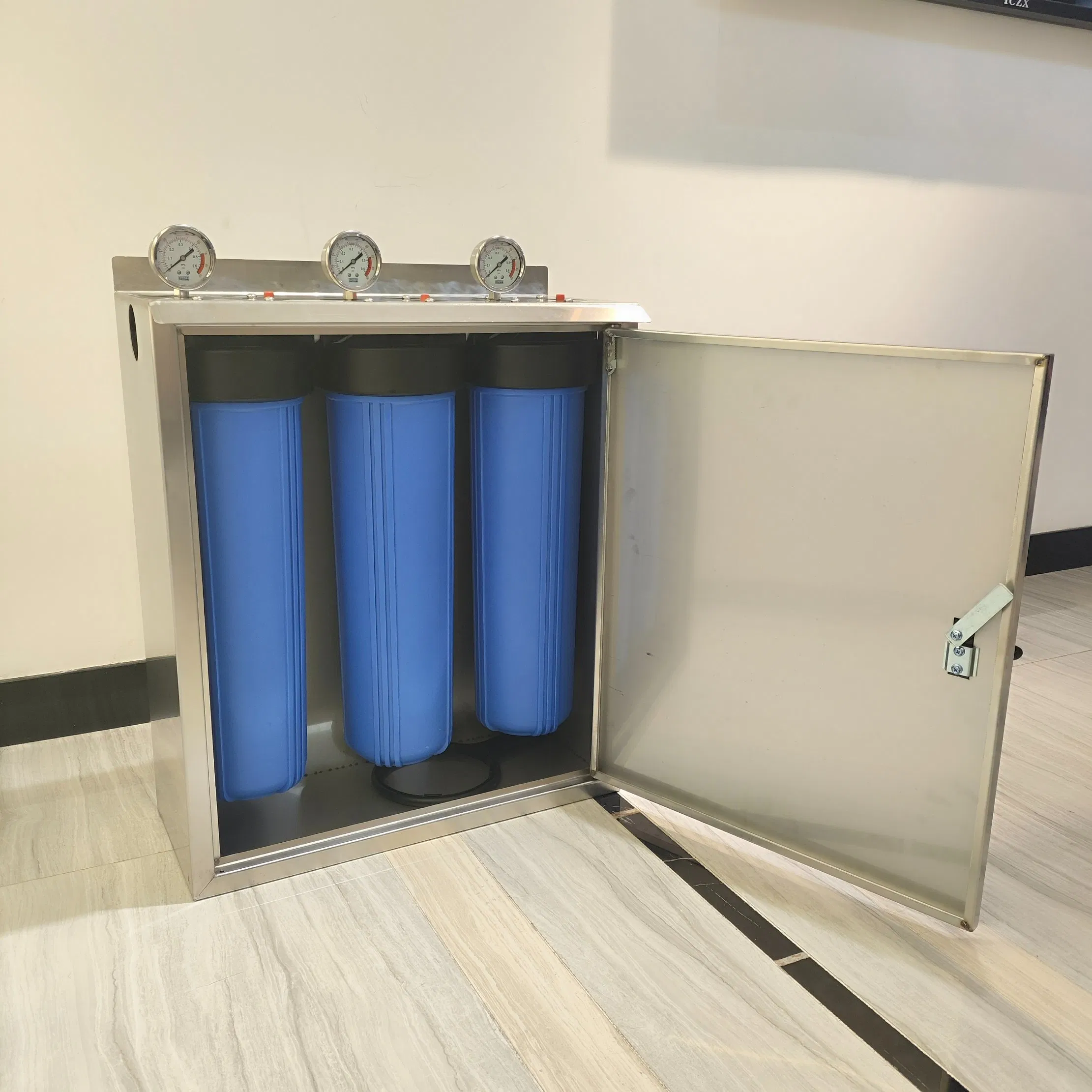20 Filtro de agua Big Blue de 1 pulgada, sistema de purificación de agua de acero inoxidable con gabinete