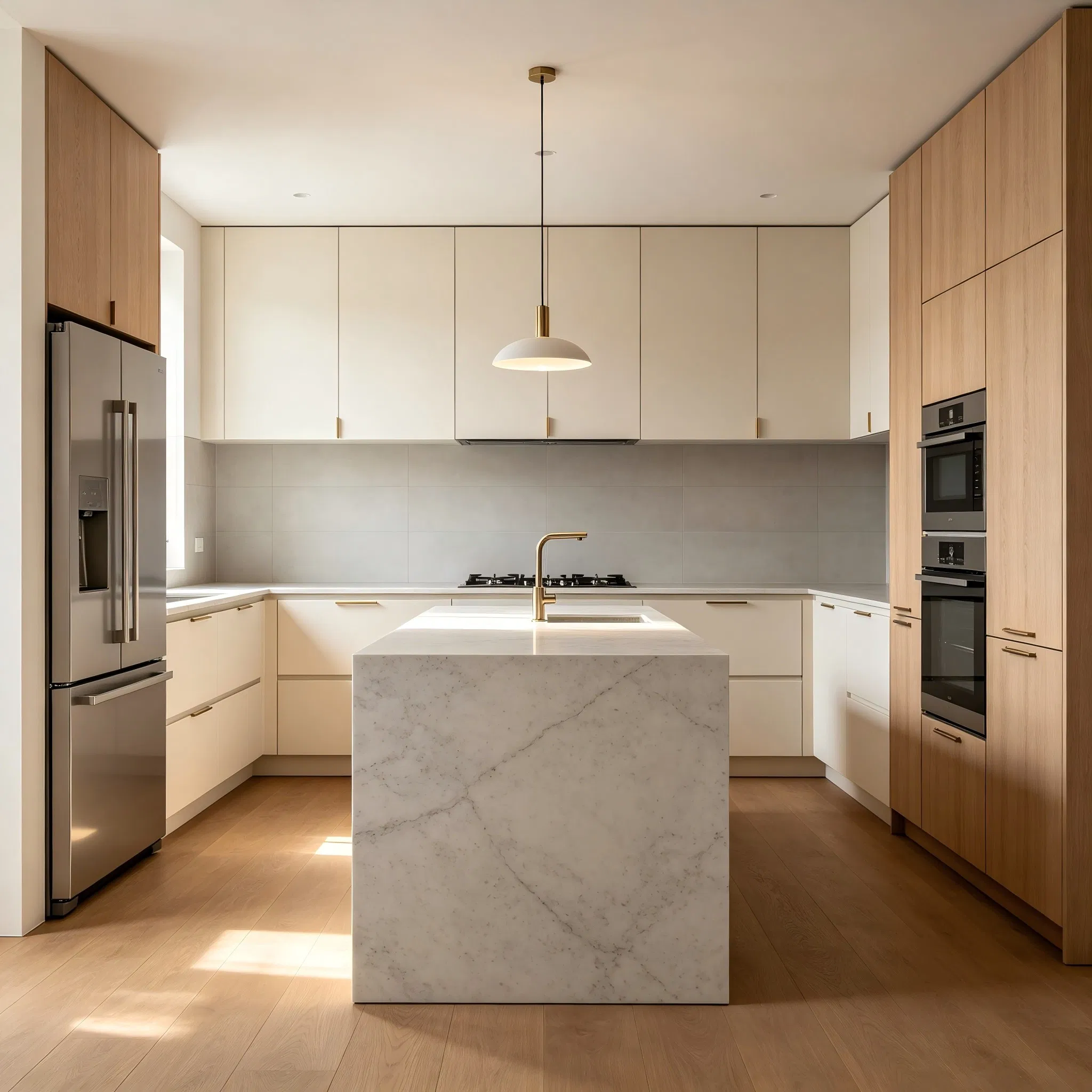 ISO9001 Aprobado Acero Inoxidable Anbangni Resistente al Calor Madera MDF Mueble Chapado Cocina Gabinete