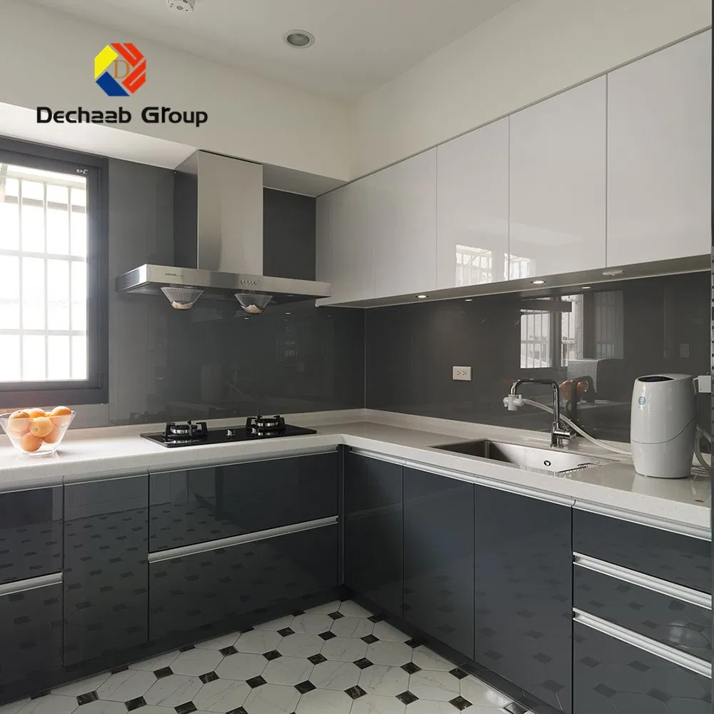 Armario de cocina modular de metal inoxidable gris colgante moderno