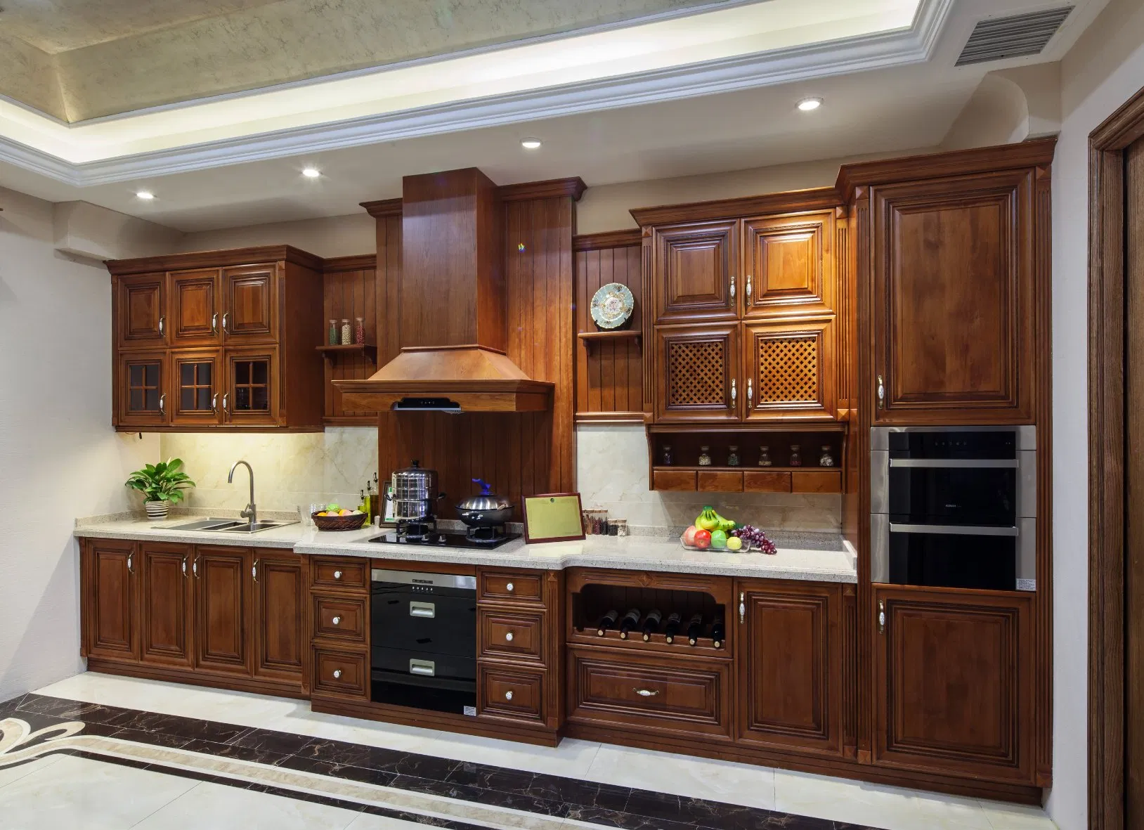 Precio de fábrica listo para ensamblar gabinete de cocina moderno de lujo de acero inoxidable mueble de cocina