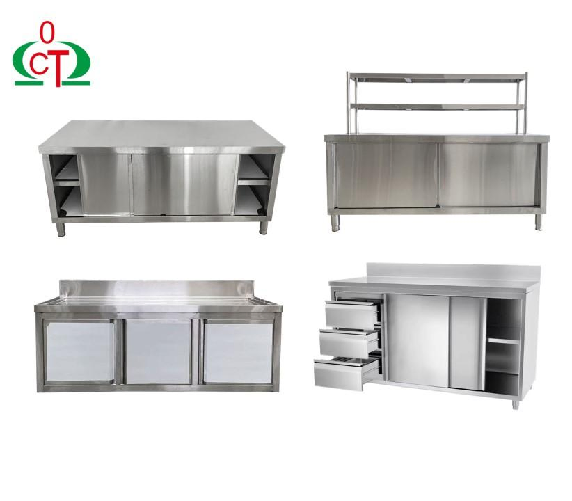 Mesa de trabajo de cocina comercial, gabinete, banco de trabajo, restaurante, mesa de acero inoxidable