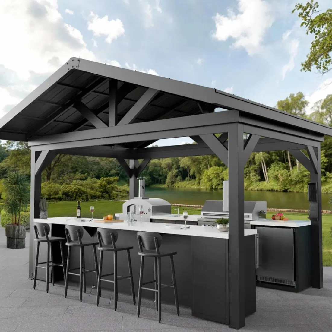 Gabinetes de cocina de acero inoxidable para exteriores, impermeables, con fregaderos simples y dobles, a prueba de óxido, duraderos y de fácil limpieza para espacios de cocina al aire libre
