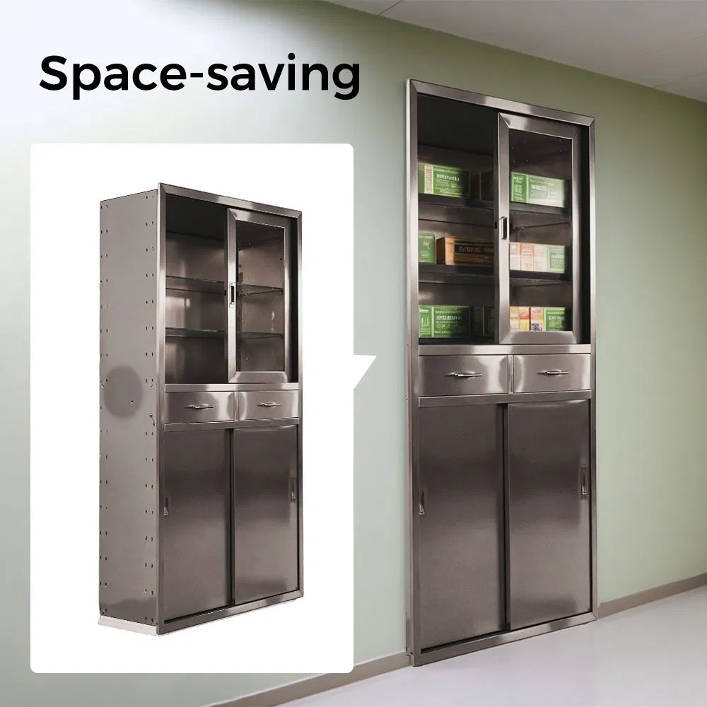 Gabinete de medicina de acero inoxidable de diseño moderno personalizable para almacenamiento en hospitales, escuelas y clínicas