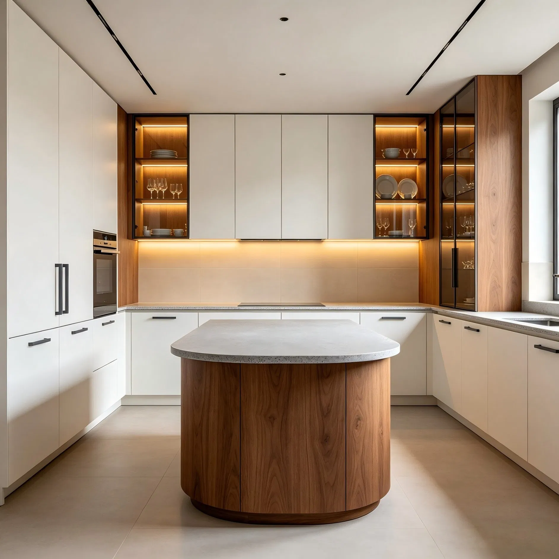 ISO9001 Aprobado Acero Inoxidable Anbangni Resistente al Calor Madera MDF Mueble Chapado Cocina Gabinete