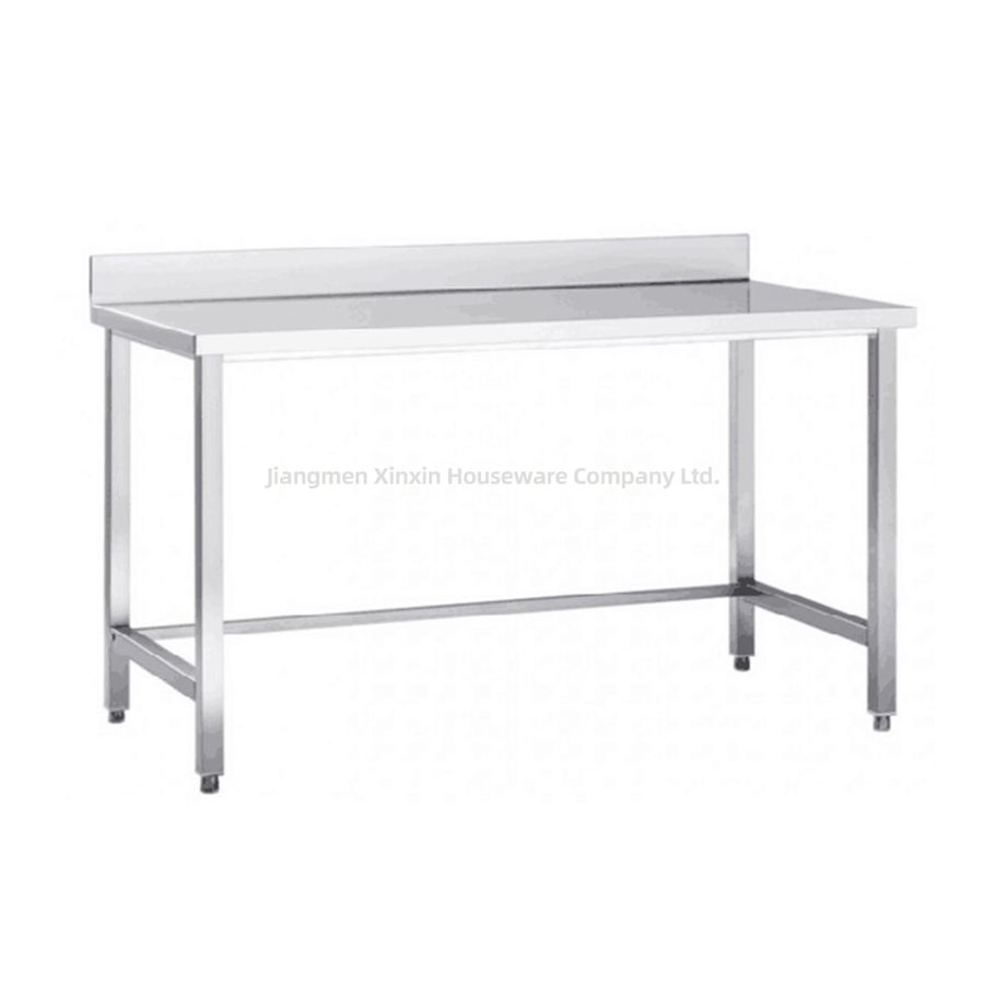 Mesa de trabajo moderna de acero inoxidable duradero con salpicadero para cocina, hogar o almacén