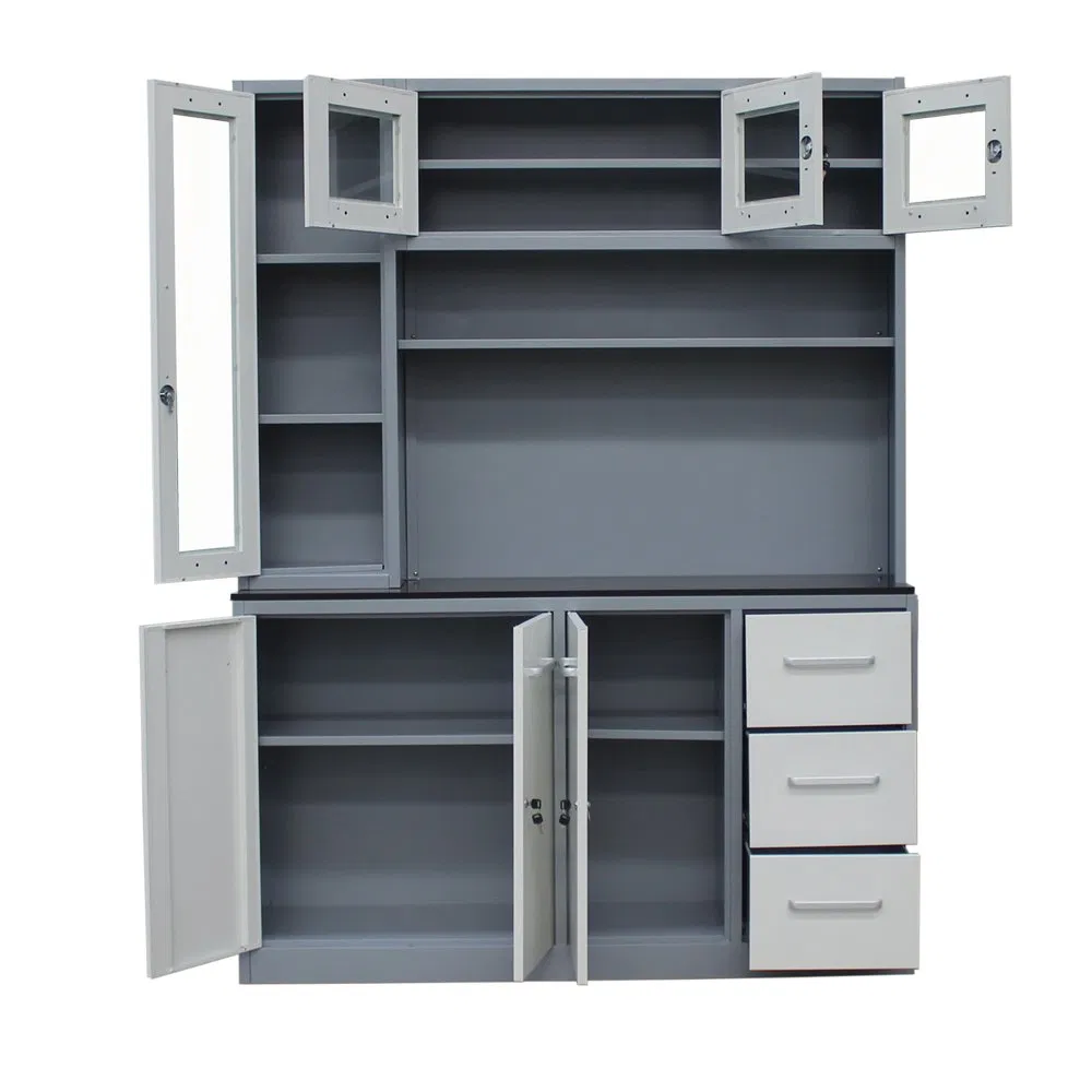 Gabinete de Almacenamiento de Acero Frío Orpheus Grey con Puertas de Acero Inoxidable Diseño Moderno Estructura Modular Característica de Fácil Limpieza