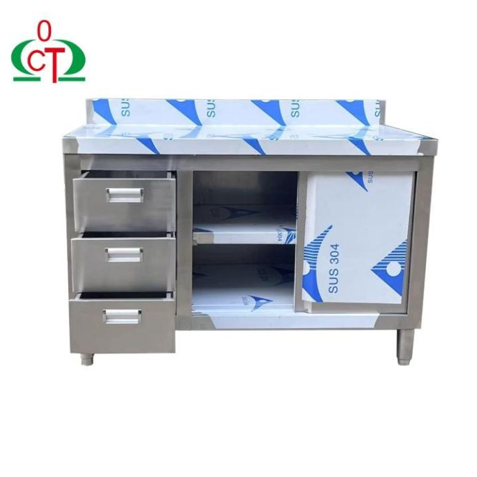 Mesa de trabajo de cocina comercial, gabinete, banco de trabajo, restaurante, mesa de acero inoxidable