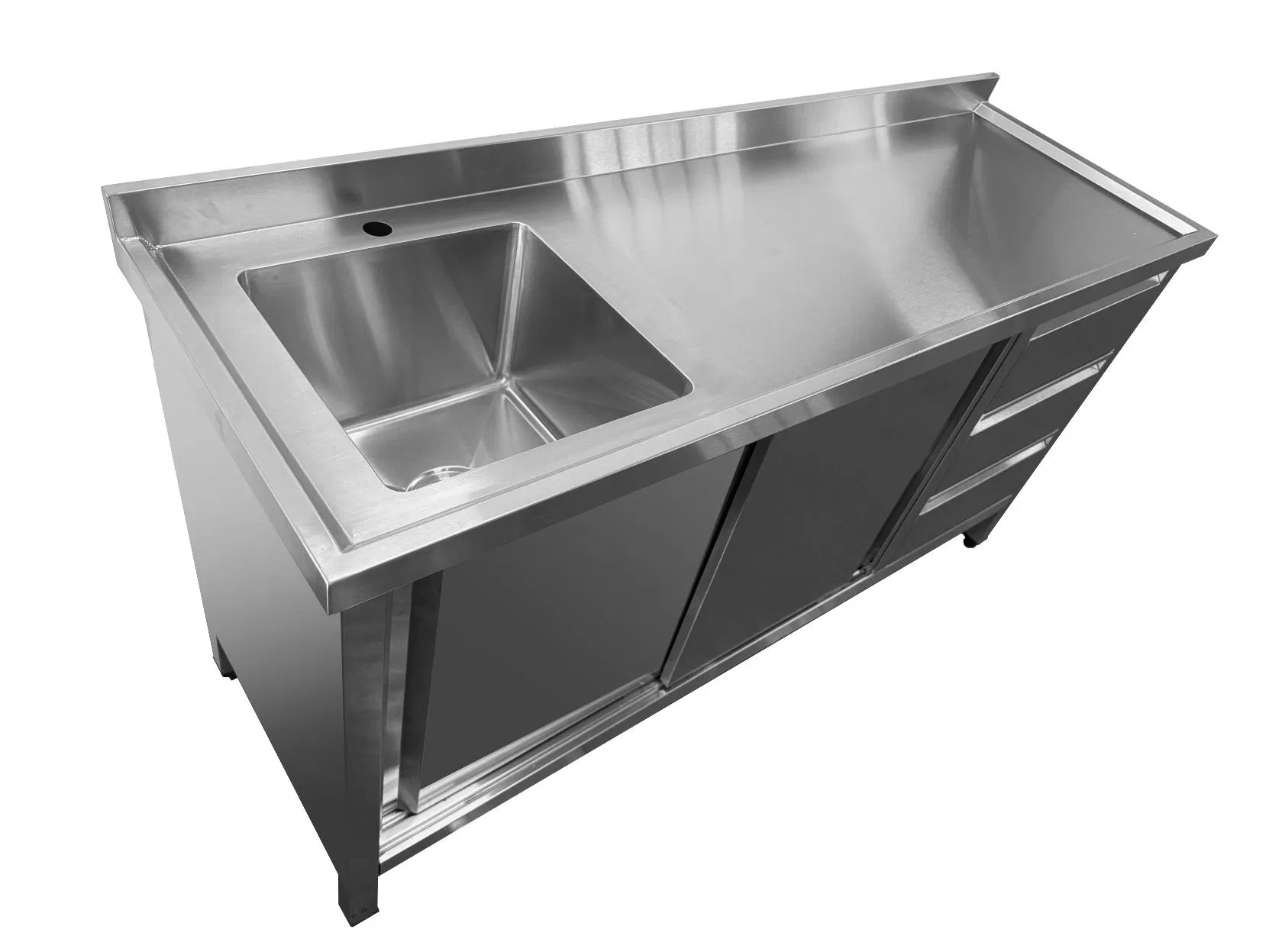 Nuevo diseño de gabinete de lavabo de acero inoxidable combinado con cajón