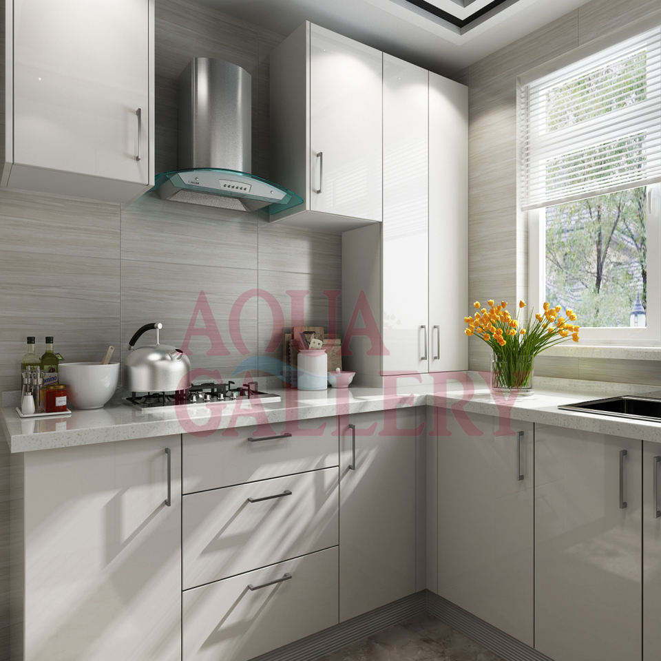 Fábrica de gabinetes de cocina personalizados con fregadero de acero inoxidable lacado con armarios de cocina