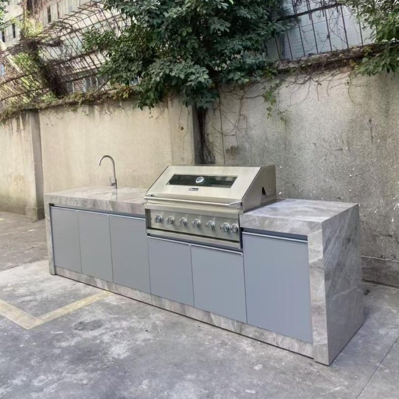 Gabinete Modular de Cocina de Jardín BBQ Cbmmart 304 Armario de Cocina de Acero Inoxidable para Exterior