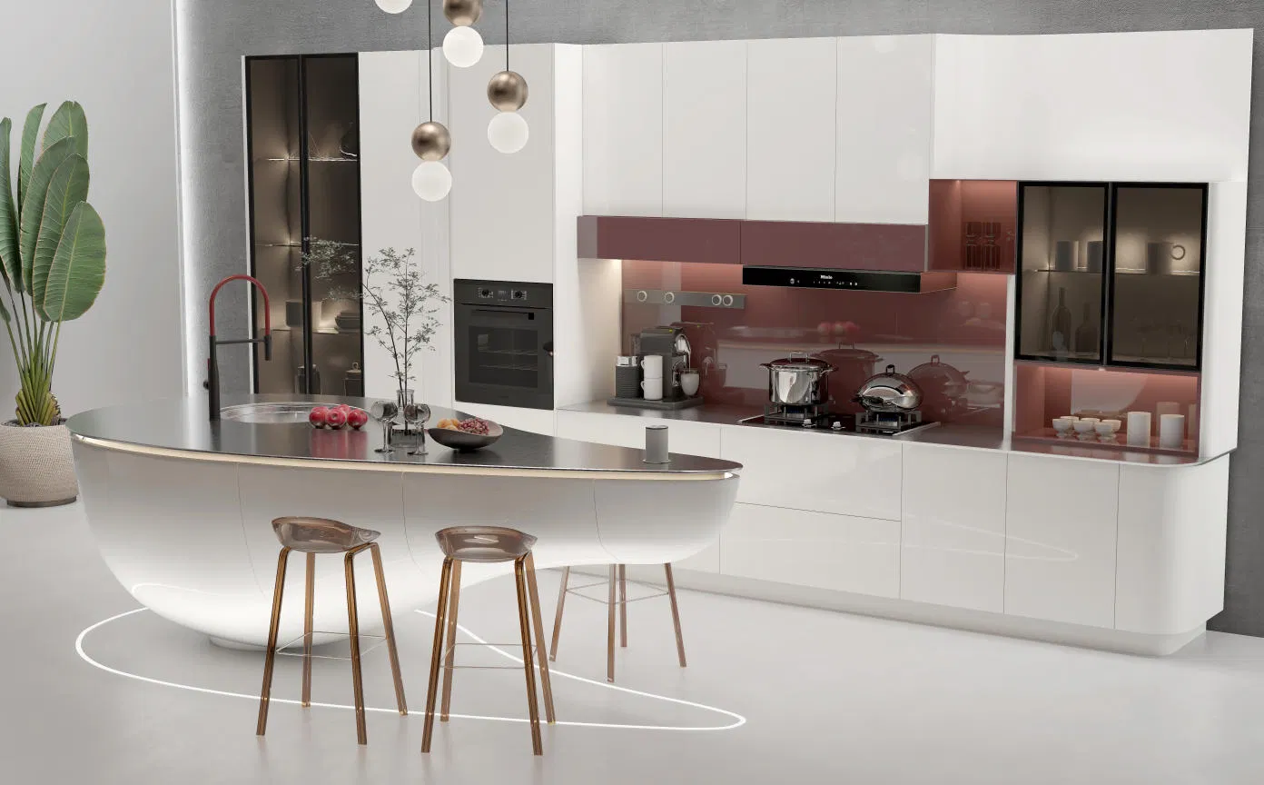 Venta Caliente de Gabinetes de Cocina Modernos de Acero Inoxidable de Lujo con Calidad Confiable para Decoración de Hogar y Villa