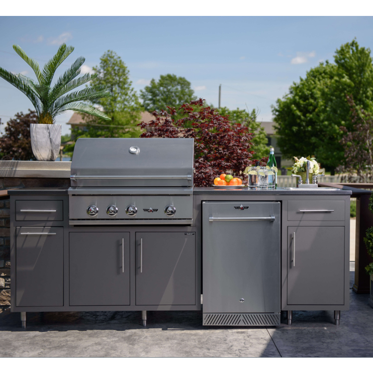 Venta Caliente Fuera Durable Impermeable Jardín BBQ Metal Acero Inoxidable Muebles de Cocina Exterior