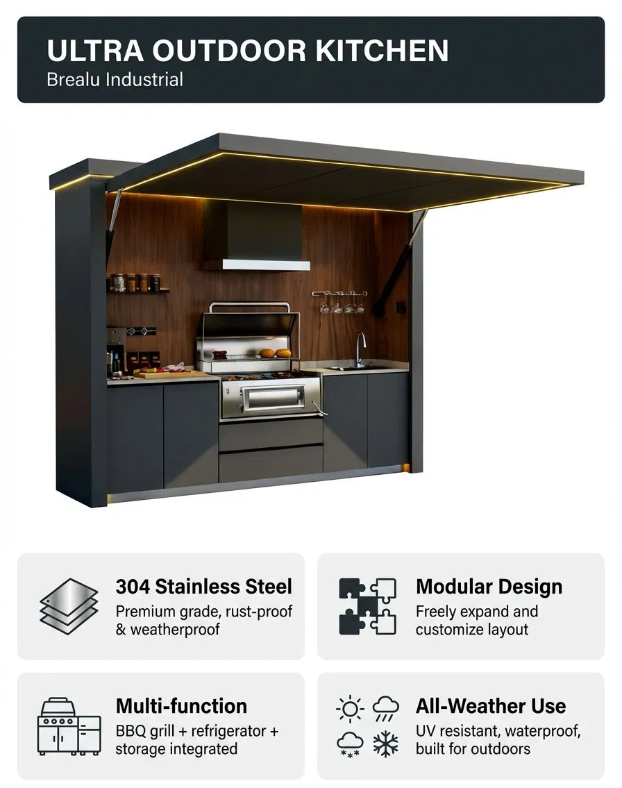 Gabinete de cocina exterior de acero inoxidable