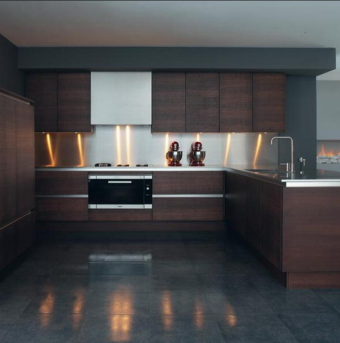 Diseños de gabinetes de cocina modernos, gabinetes de acero inoxidable, gabinete de acero, fregadero de cocina