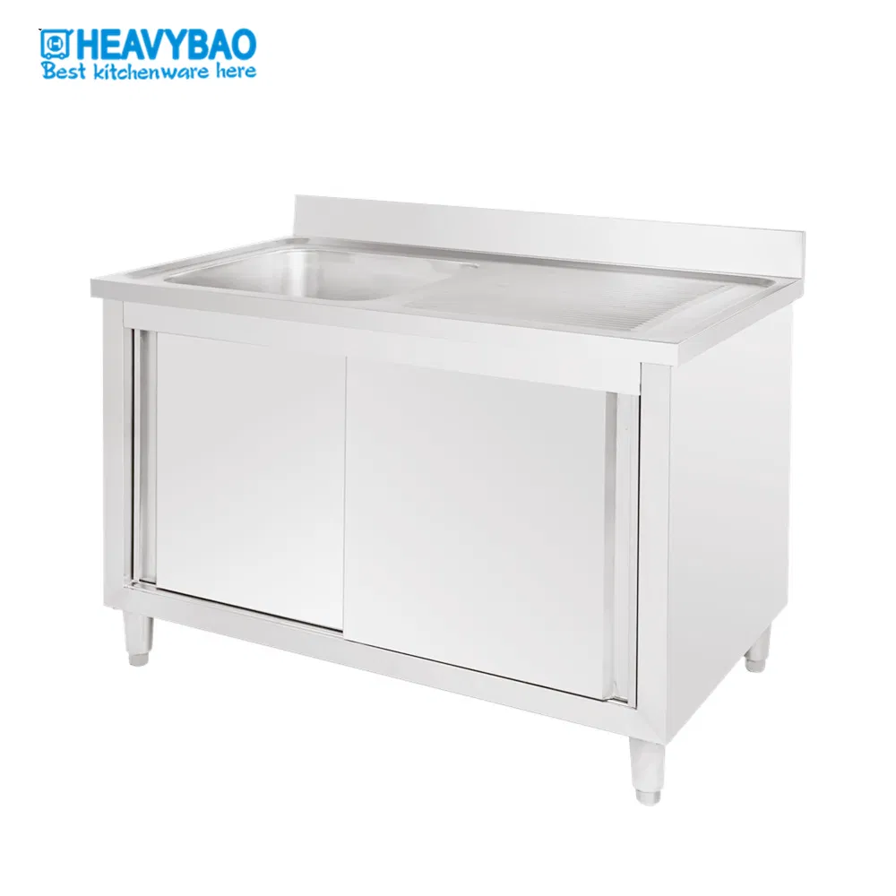 Fregadero de cocina de acero inoxidable Heavybao con gabinete y puerta