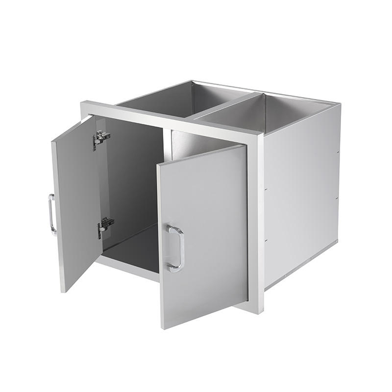 Armarios de despensa de acero inoxidable de dos puertas elegantes para exteriores