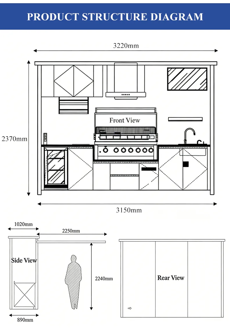 Diseño de cocina exterior premium