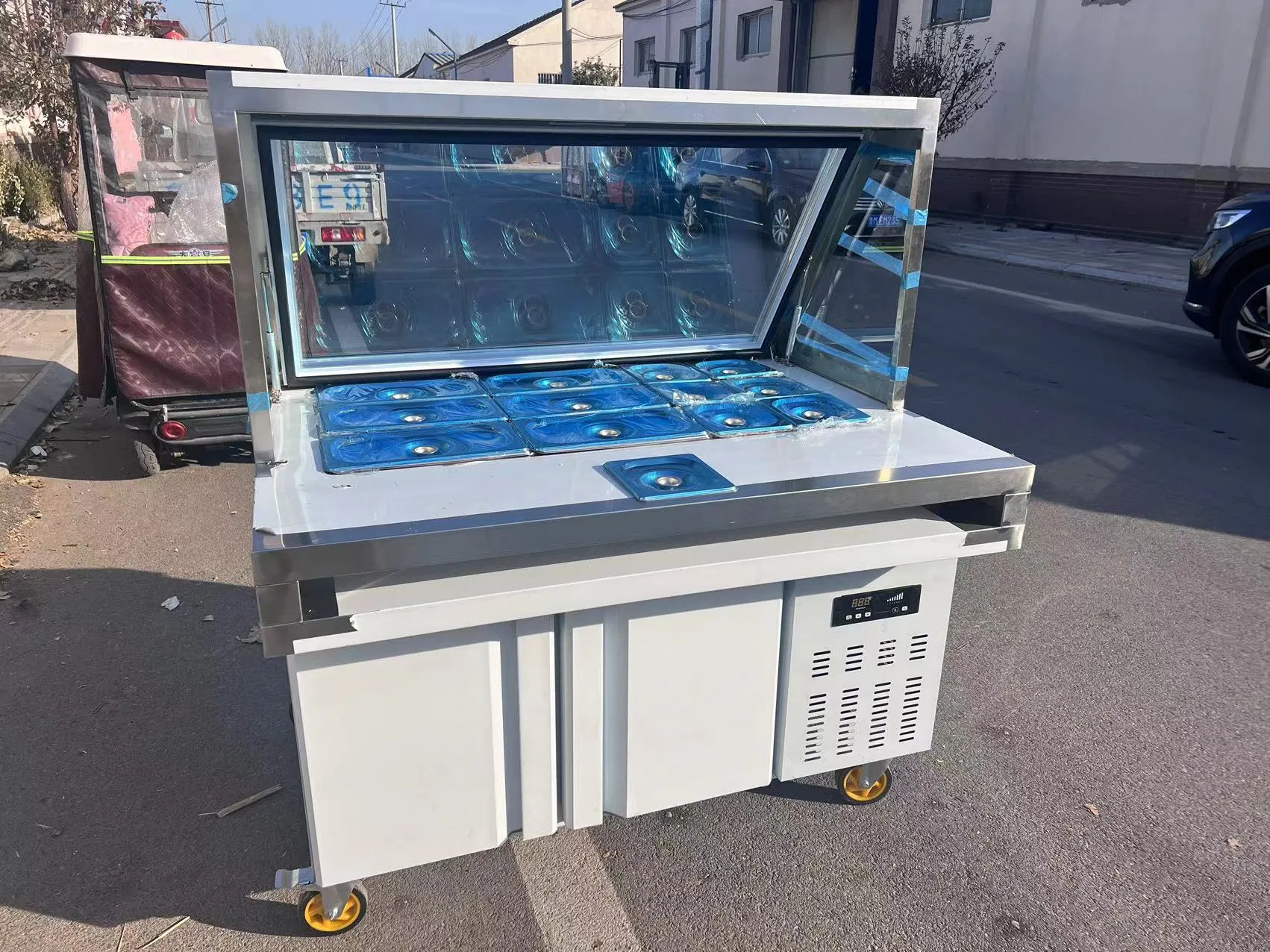 Gabinete de ensalada refrigerado de acero inoxidable de venta directa a bajo precio de fábrica china