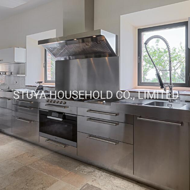 Muebles de diseño moderno de Italia, armario de cocina de acero inoxidable con laca