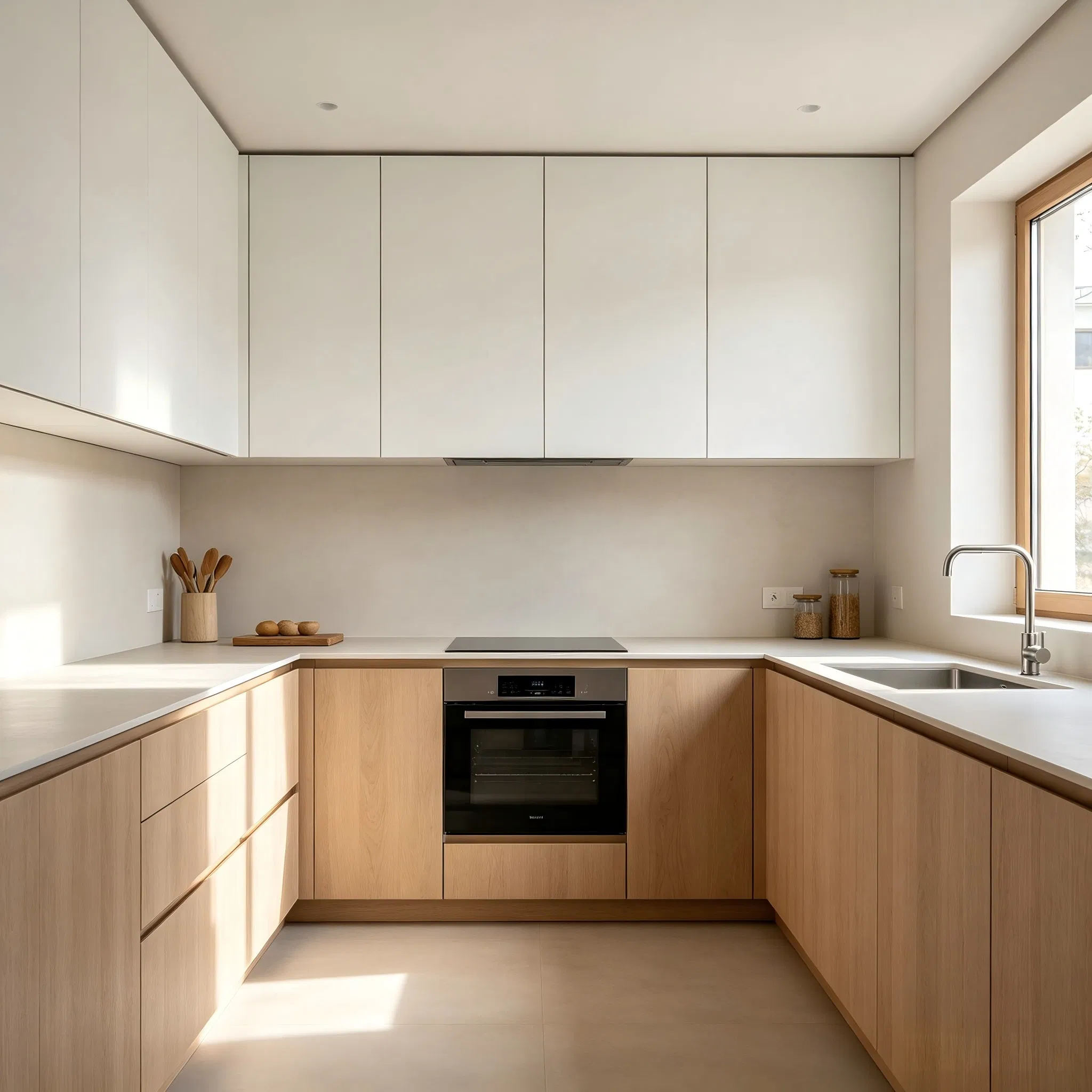 Mueble de cocina de acero inoxidable OEM Pet Anbangni con fina artesanía y chapa de madera