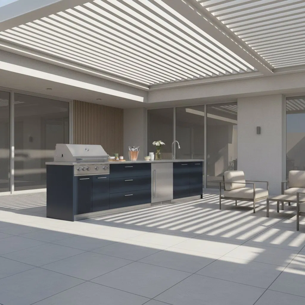 Conjunto de Cocina Exterior Modular de Acero Inoxidable Premium, Gabinete de BBQ a Prueba de Óxido, Resistente a las Inclemencias del Tiempo y Duradero para Uso Diario en el Jardín