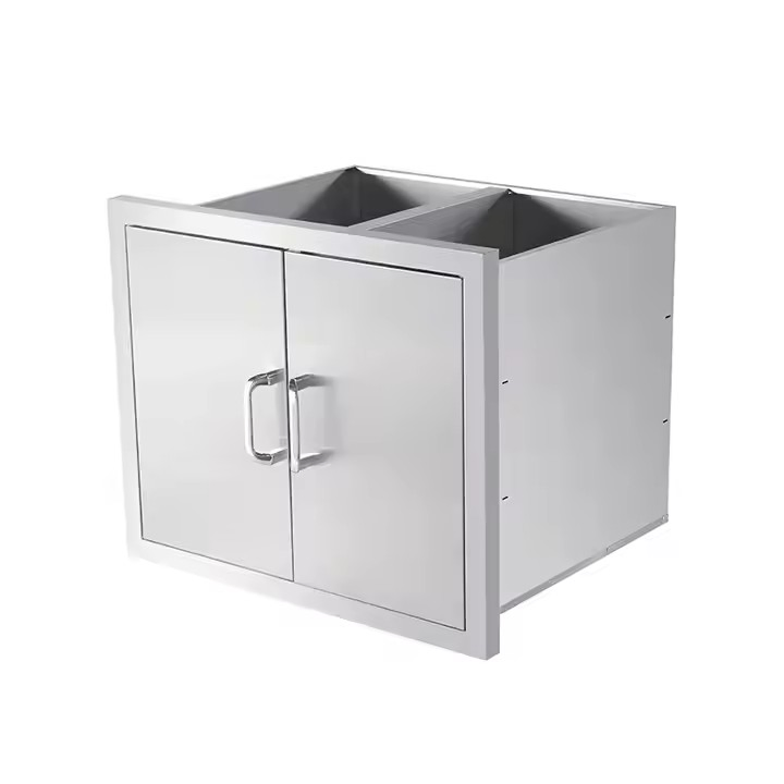 Gabinetes de despensa de acero inoxidable con dos puertas para cocina exterior