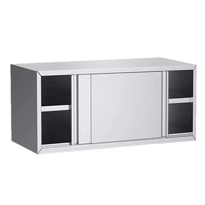 Armario de cocina de acero inoxidable con puerta deslizante hacia arriba, armario de pared, almacenamiento, armario colgante