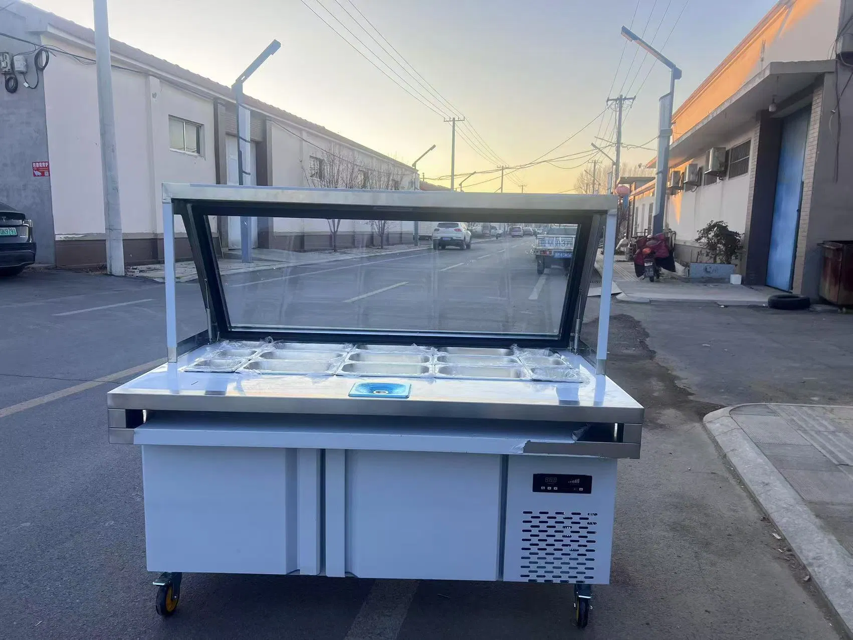 Gabinete de ensalada refrigerado de acero inoxidable de venta directa a bajo precio de fábrica china