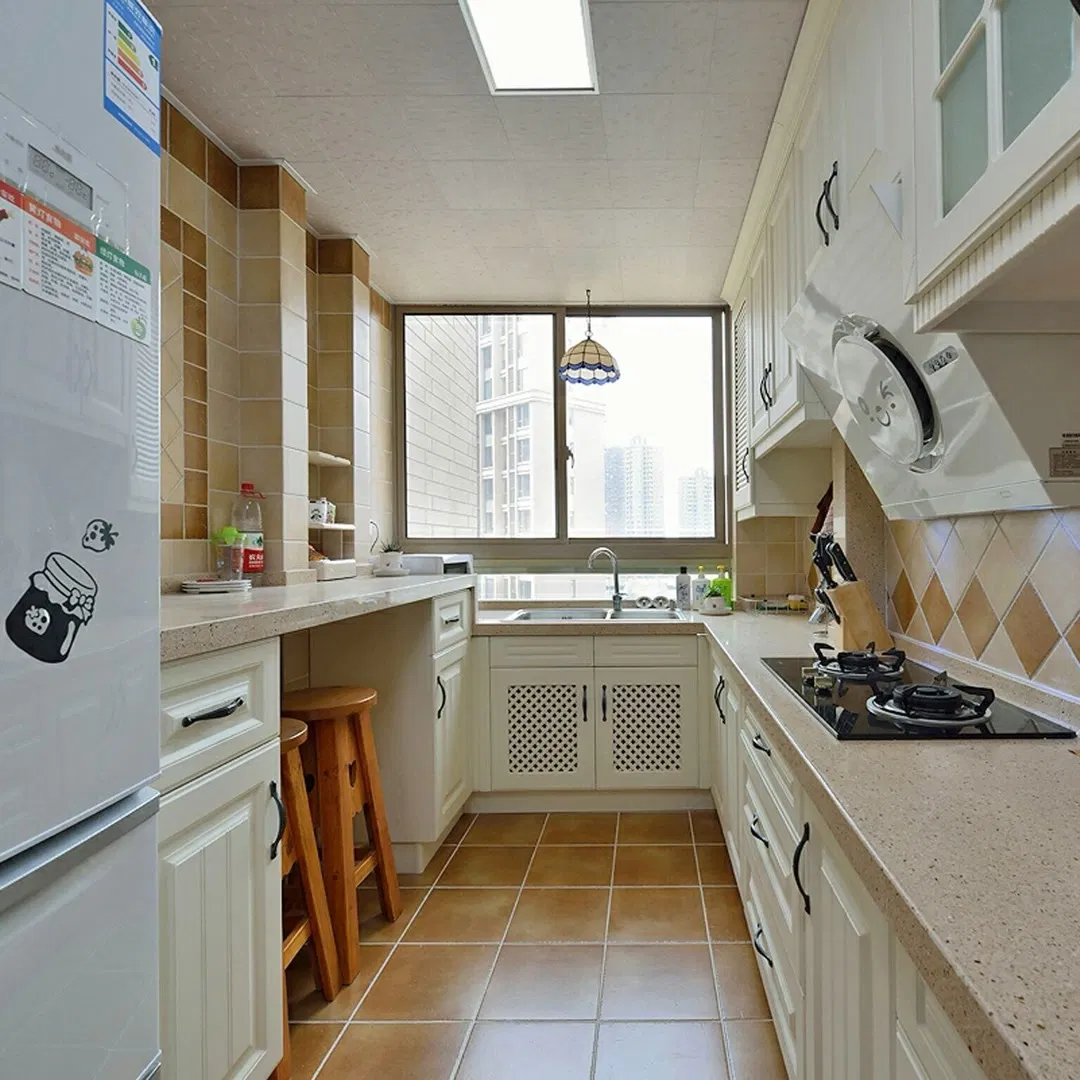 Mueble de acero inoxidable moderno de fábrica, armario de madera, gabinete de cocina