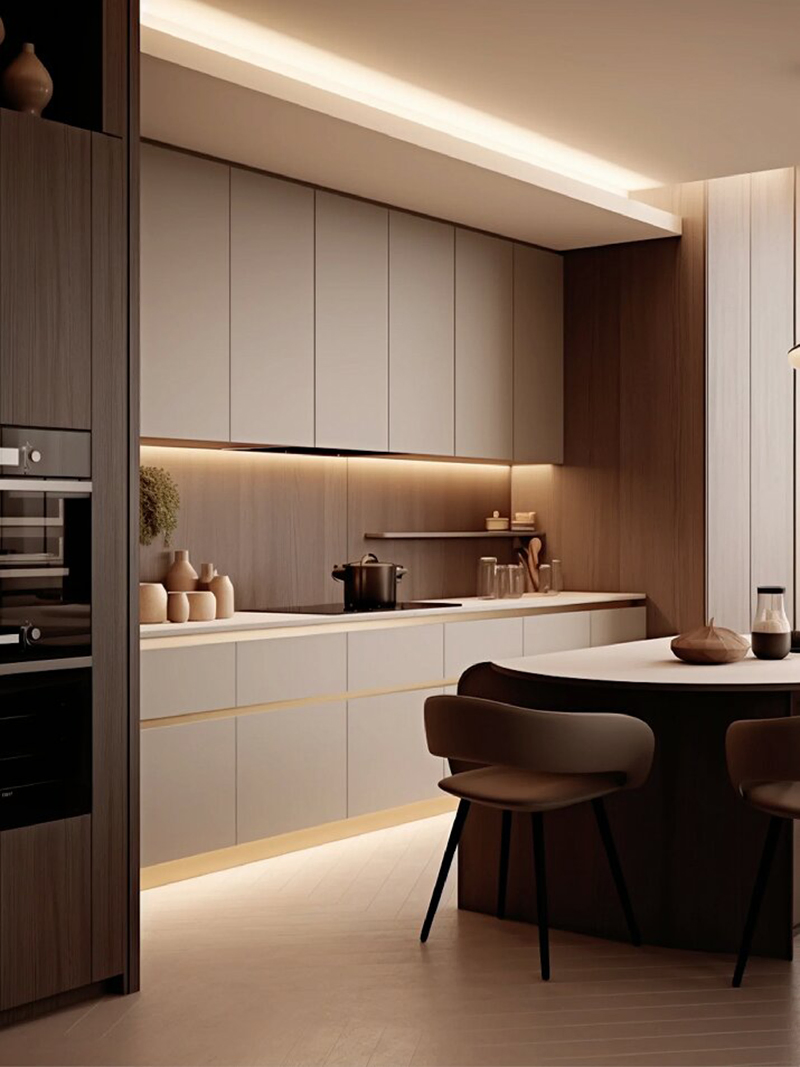 Soluciones contemporáneas de armarios de cocina para espacios de vida elegantes