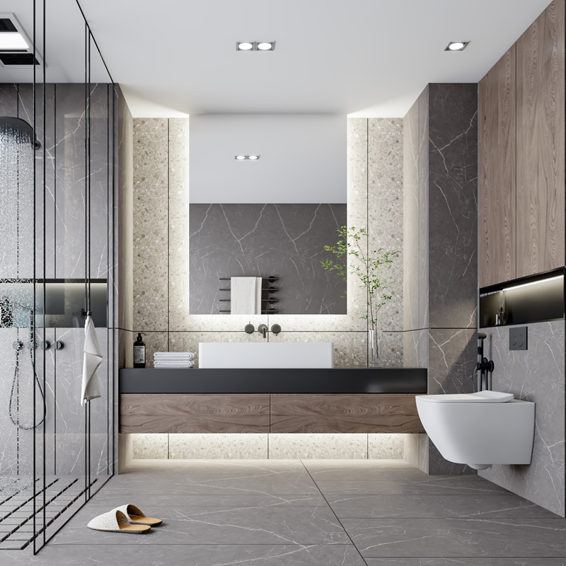 1000mm Conjunto de Espejo LED Inteligente con Eliminación de Vapor, Armario de Baño Moderno de Esquina, Armario de Baño Montado en la Pared de Acero Inoxidable con Lavadora para Dormitorio