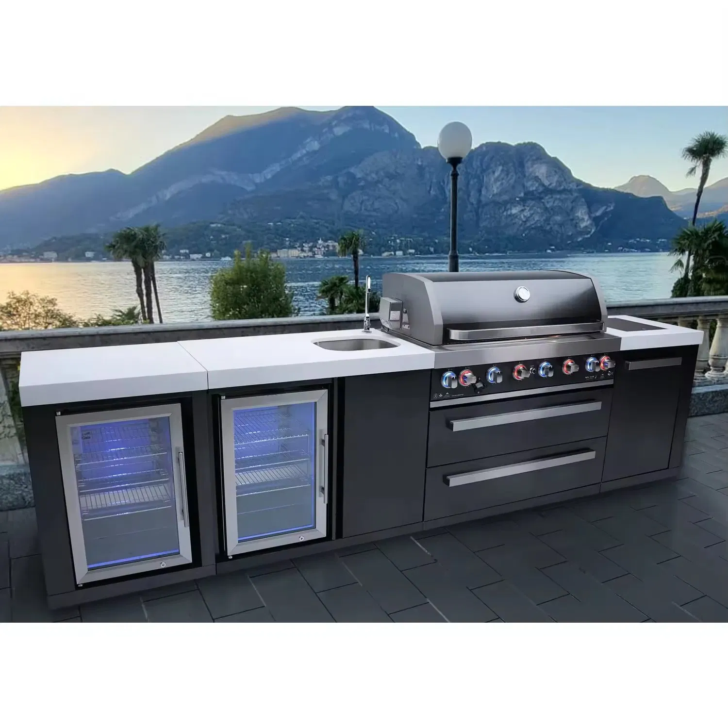 Gabinete de Cocina Modular de Acero Inoxidable Personalizado y Duradero para Exterior 304
