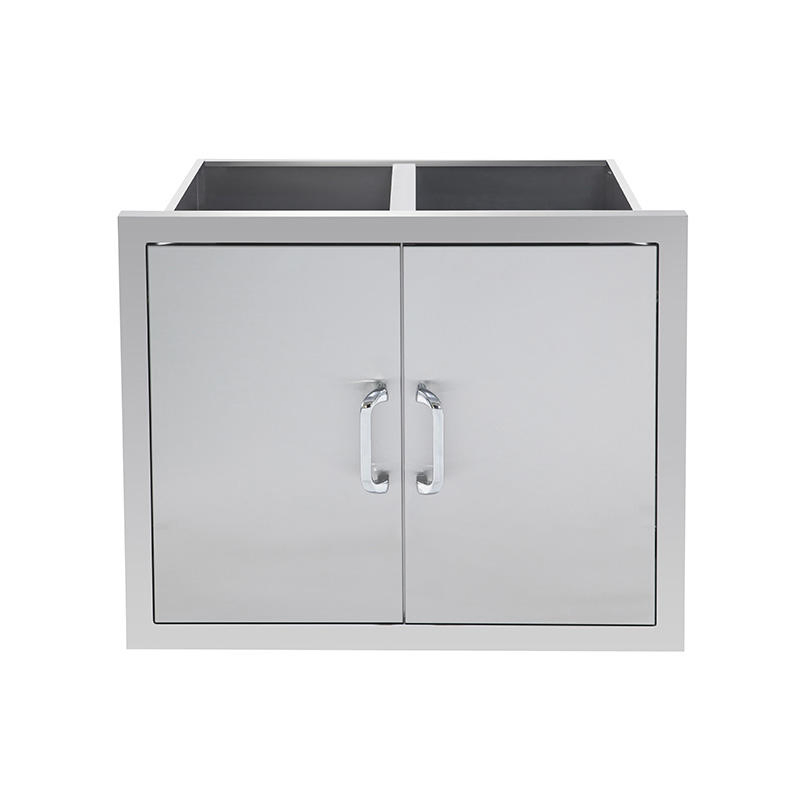 Armarios de despensa de acero inoxidable de dos puertas elegantes para exteriores