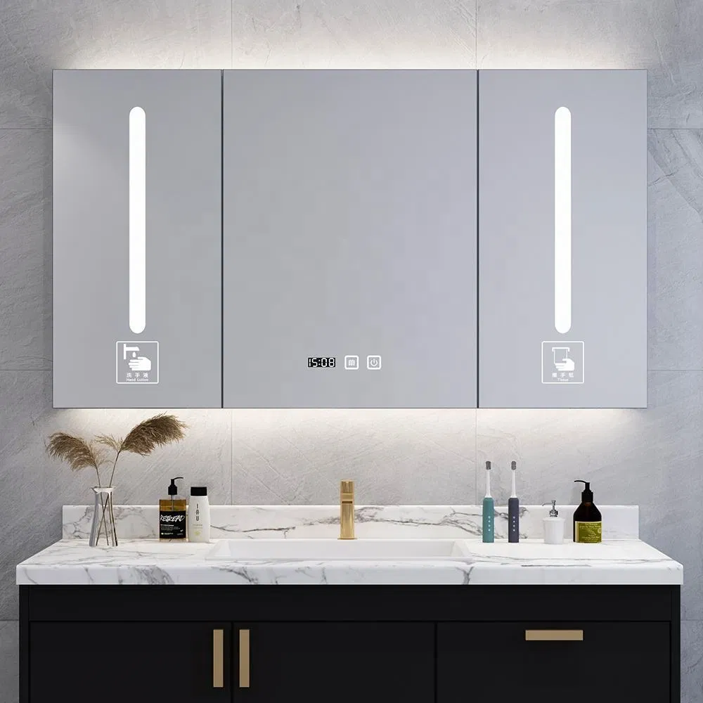 Gabinetes de baño pequeños de acero inoxidable montados en la pared modernos con lavabo
