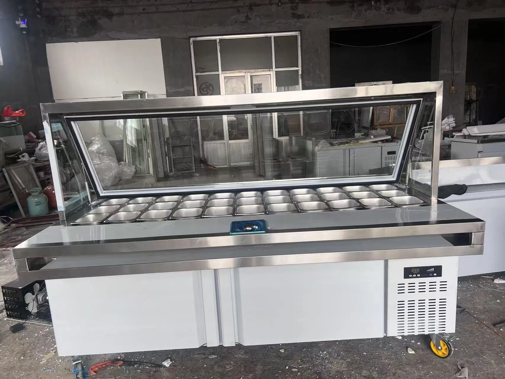 Gabinete de ensalada refrigerado de acero inoxidable de venta directa a bajo precio de fábrica china