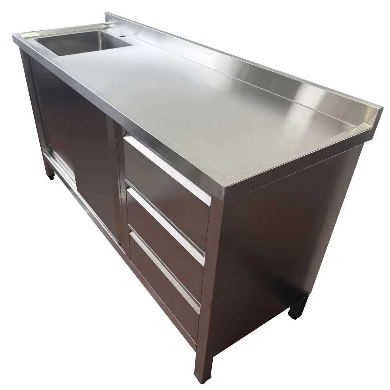 Nuevo diseño de gabinete de lavabo de acero inoxidable combinado con cajón