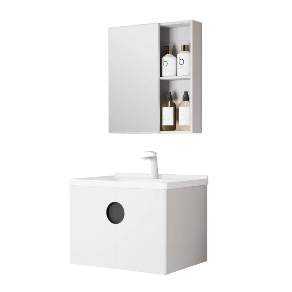 Armario de baño moderno de acero inoxidable montado en la pared, impermeable y con bajo formaldehído
