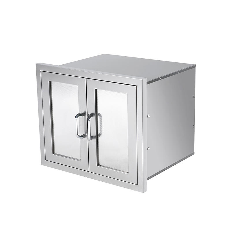 Armarios de despensa de acero inoxidable de dos puertas elegantes para exteriores