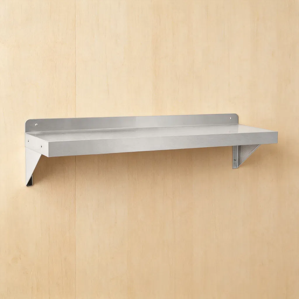 Estante de pared de acero inoxidable minimalista - Solución de almacenamiento multifuncional