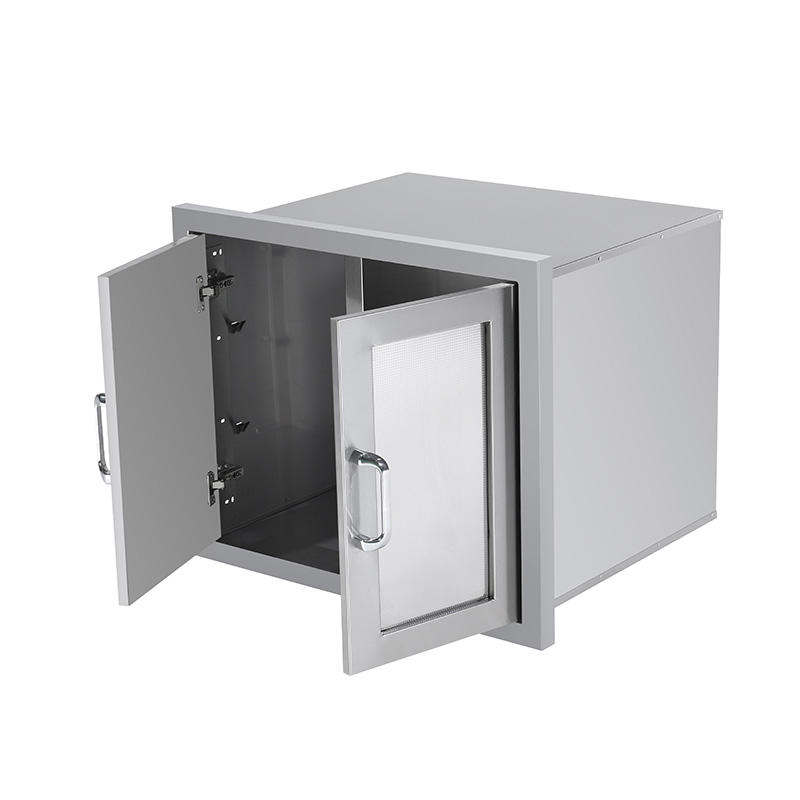 Armarios de despensa de acero inoxidable de dos puertas elegantes para exteriores