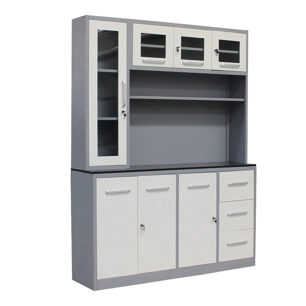 Gabinete de Almacenamiento de Acero Frío Orpheus Grey con Puertas de Acero Inoxidable Diseño Moderno Estructura Modular Característica de Fácil Limpieza