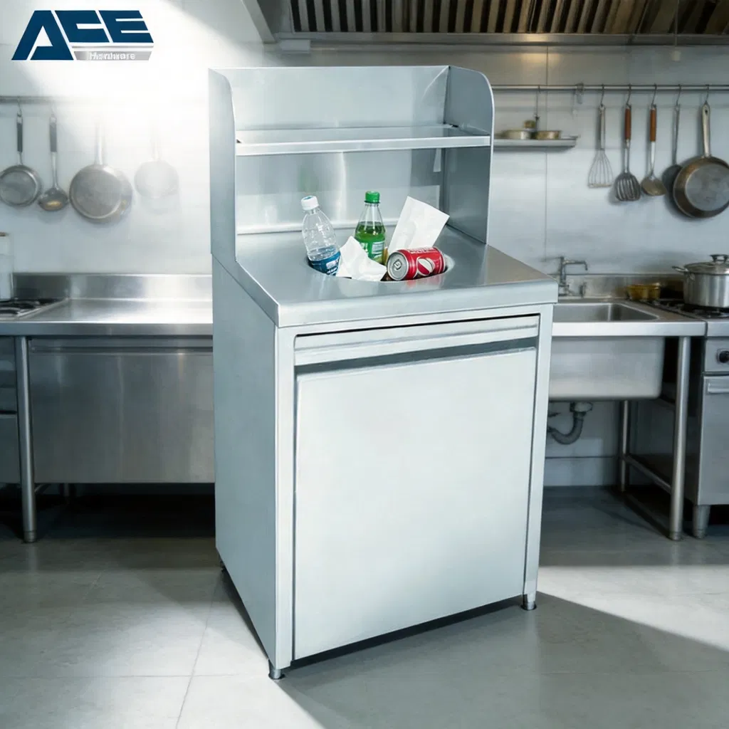 Cabinet de basura de acero inoxidable duradero para uso en cocina comercial