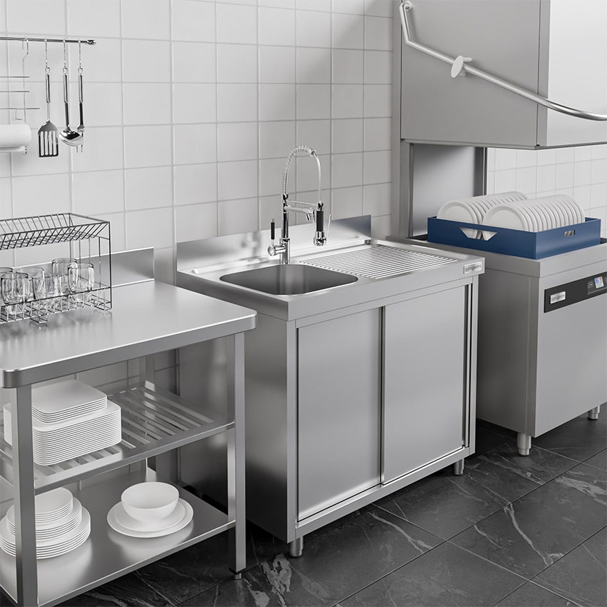 Gabinete de cocina moderno personalizado de alta calidad con fregadero de acero inoxidable