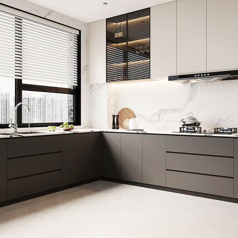 Diseño moderno de estilo europeo, cocina exterior de acero inoxidable, gabinete de cocina de PVC
