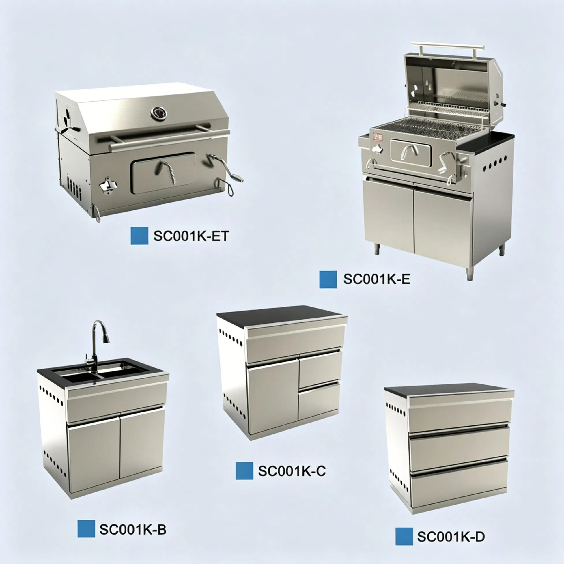 Gabinete de Cocina de Acero Inoxidable Profesional 304 con Fregadero y Unidad de Cajones