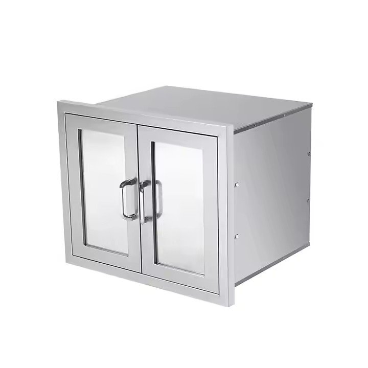 Gabinetes de despensa de acero inoxidable con dos puertas para cocina exterior