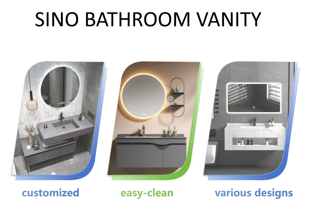 Gabinetes de baño pequeños de acero inoxidable montados en la pared modernos con lavabo