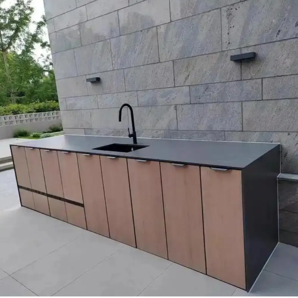 Mueble de hogar armario de cocina estándar integrado de acero inoxidable a prueba de óxido para almacenamiento de barbacoa en el jardín