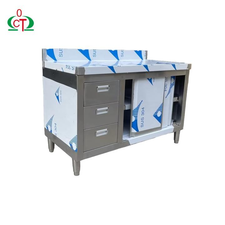 Mesa de trabajo de cocina comercial, gabinete, banco de trabajo, restaurante, mesa de acero inoxidable