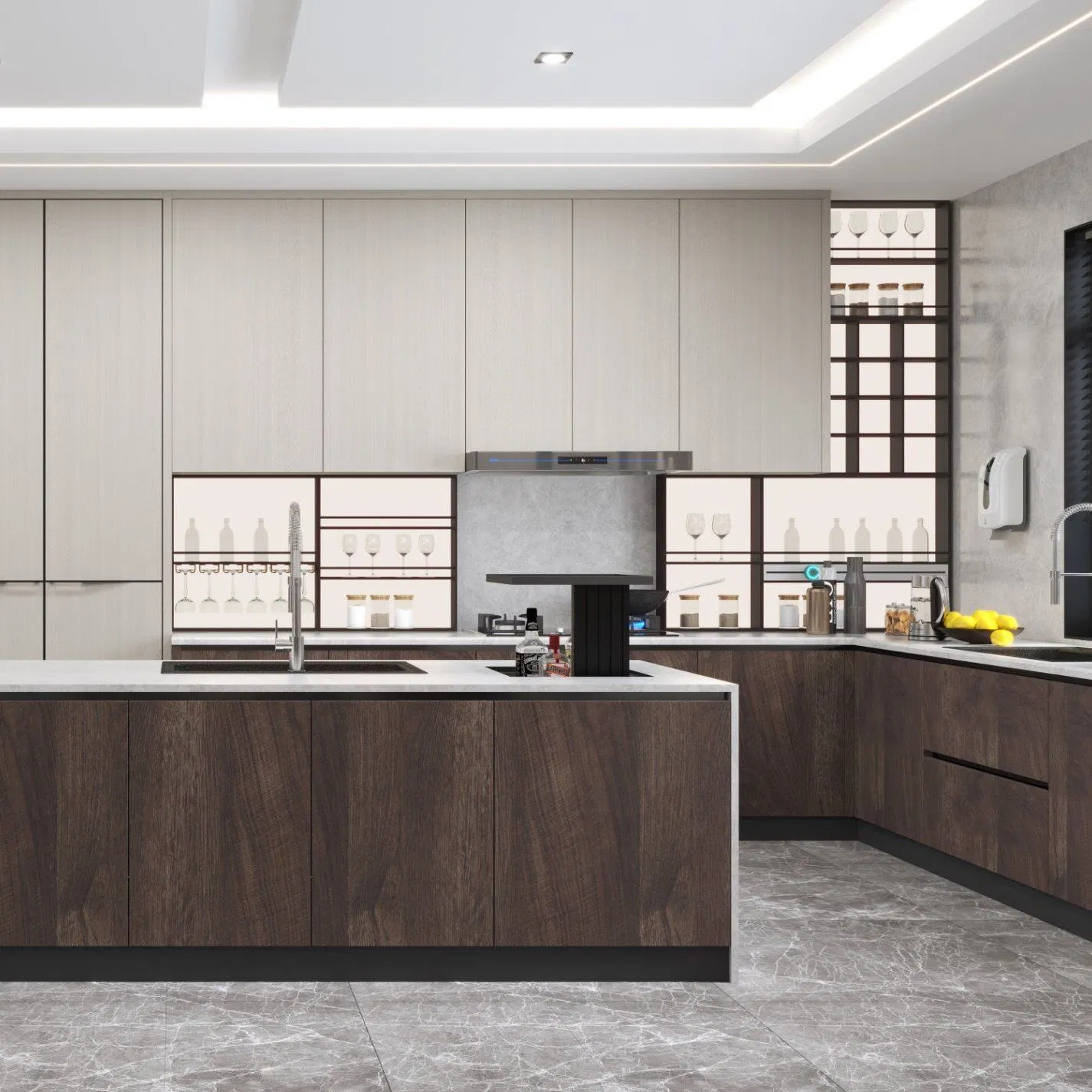 Conjunto de Gabinetes de Cocina Shaker Ajustados Premium, Isla de Acero Inoxidable, Diseño Modular, Duradero, Personalizable ODM y Fácil Instalación